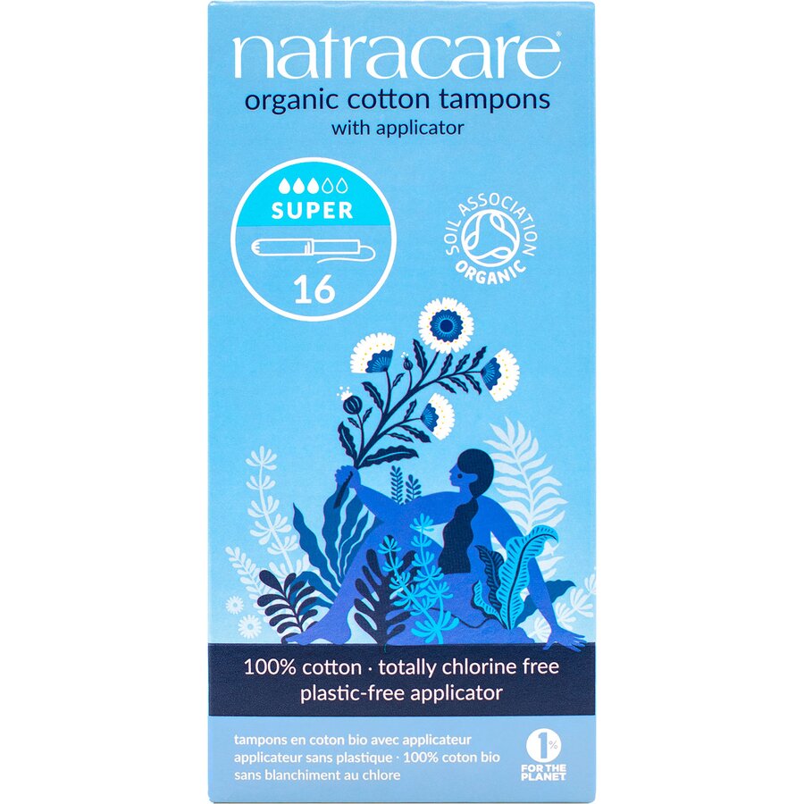 Natracare bomullstampong med applikator super 16 stk