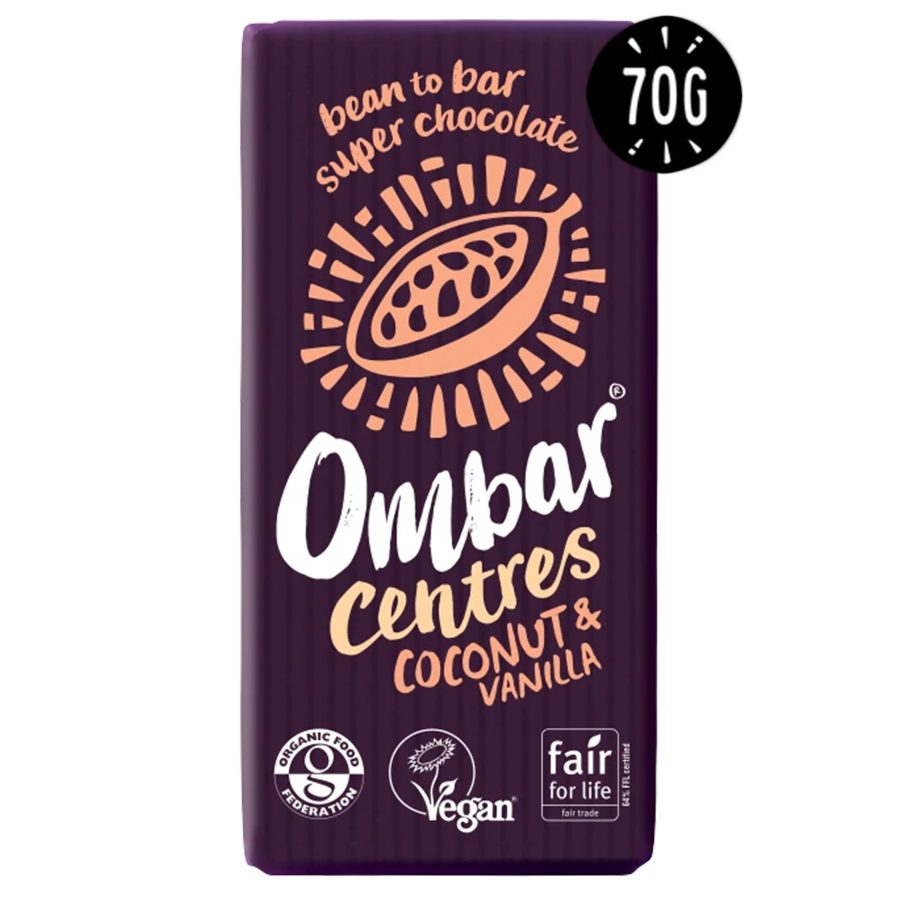 Ombar økologisk sjokolade med kokos- & vaniljefyll 70 g