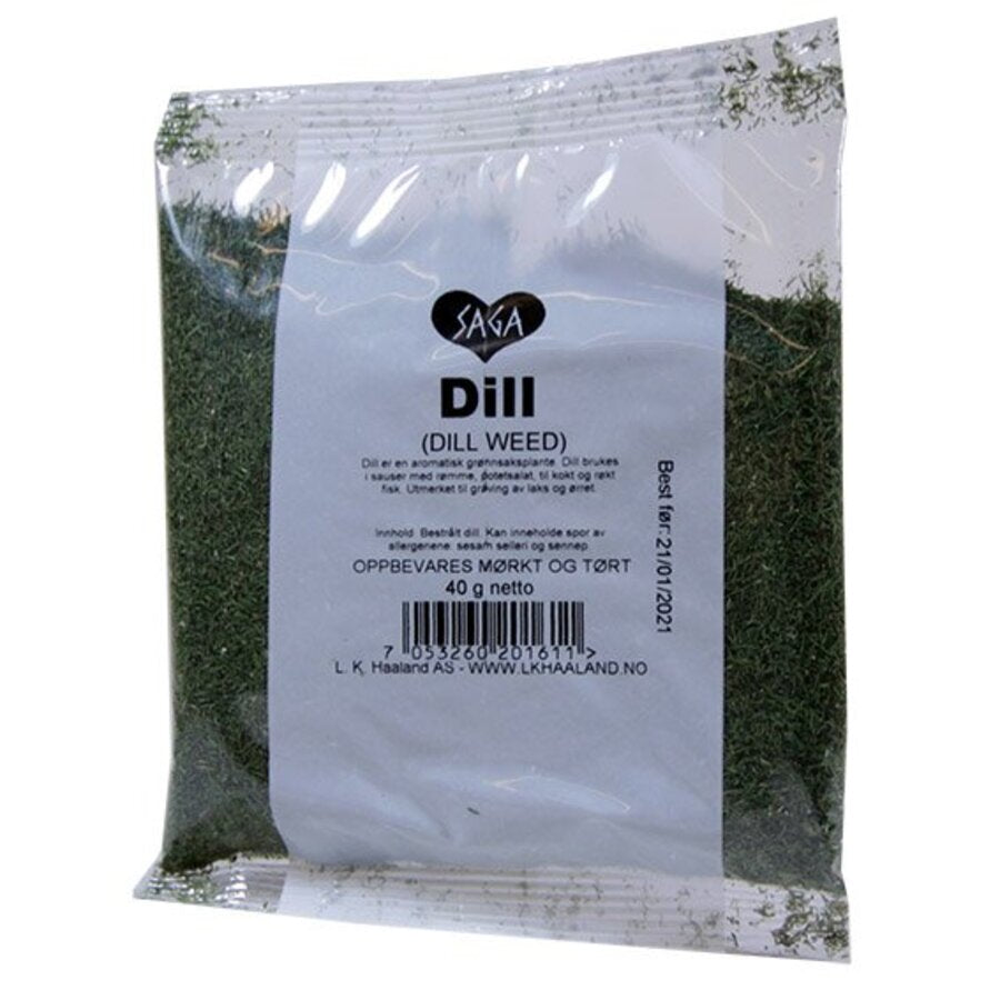 Saga grønn tørket dill pose 25 g