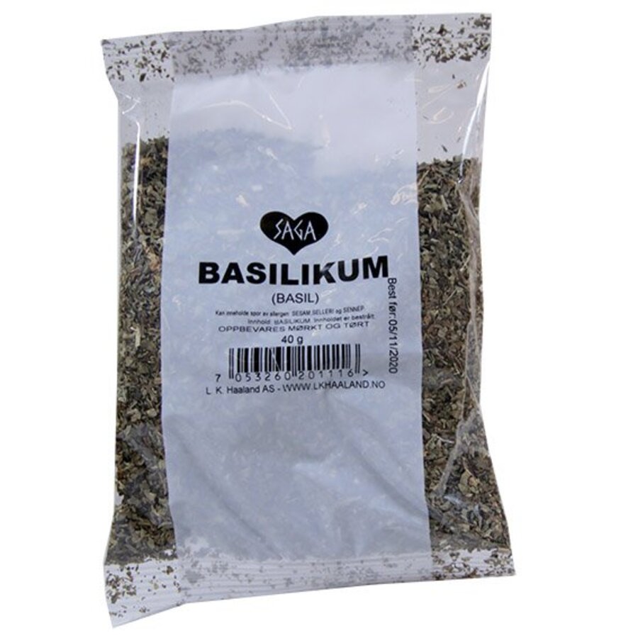 Saga tørket basilikum pose 20 g