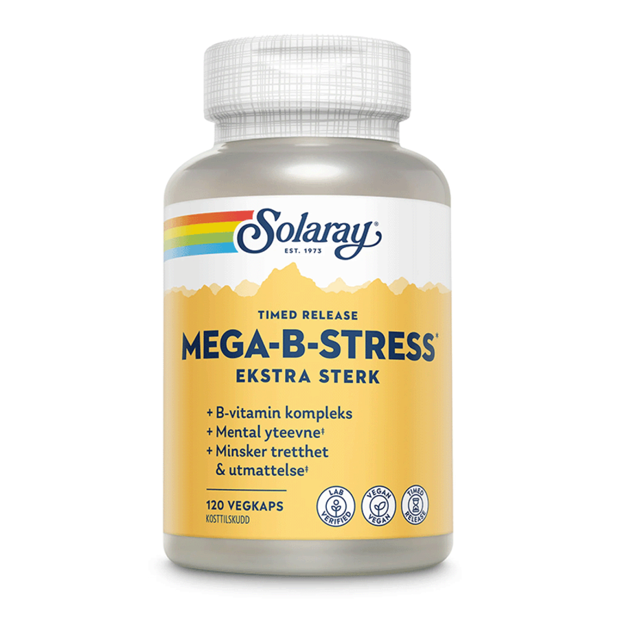 Solaray Mega-B-Stress ekstra sterk 120 kapsler