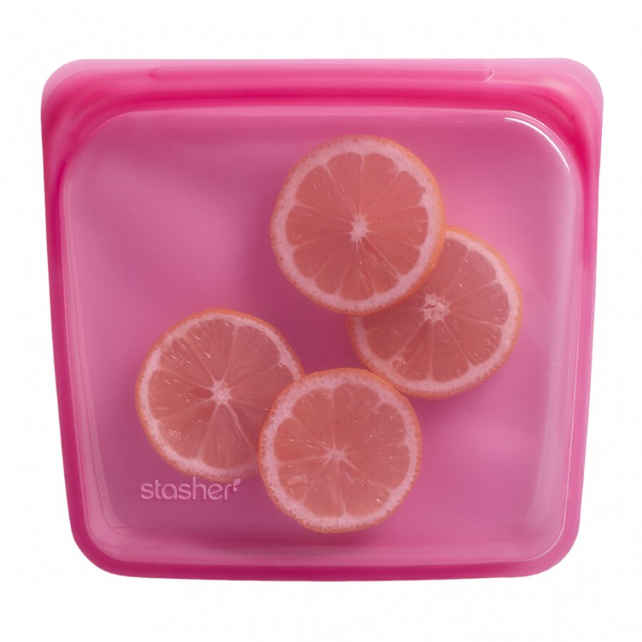 Stasher silicone sandwich bag raspberry 19 x 18 cm