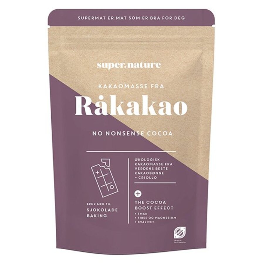Supernature kakaomasse fra råkakao 200 g