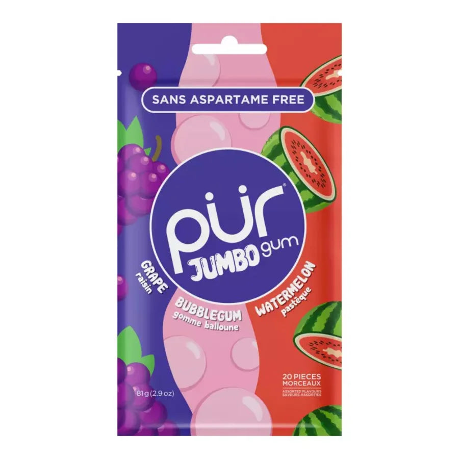 The Pur jumbo gum grape bubblegum watermelom 20 stk