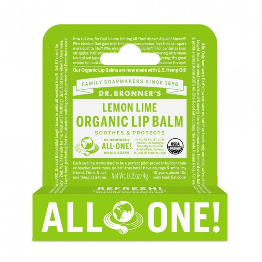 Dr Bronner lemon lime lip balm