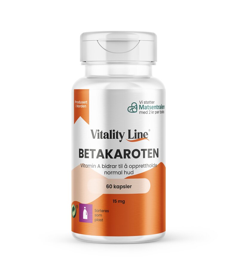 Vitality line betakaroten 15 mg 60 kapsler