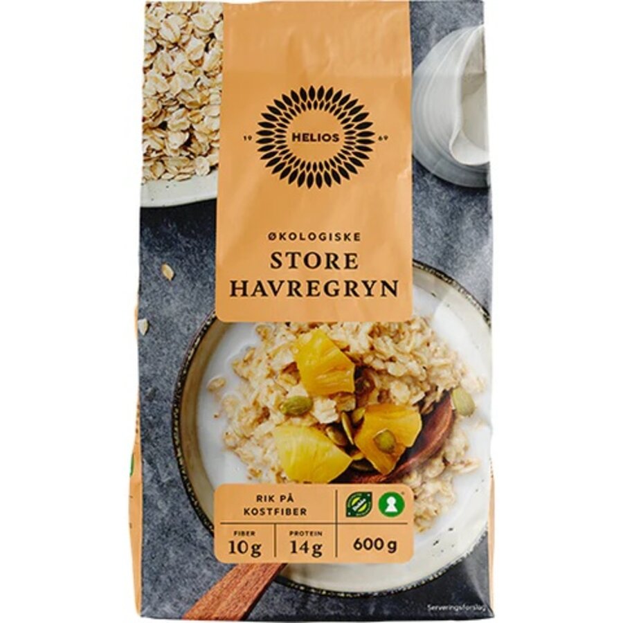 Helios økologisk store havregryn 600 g
