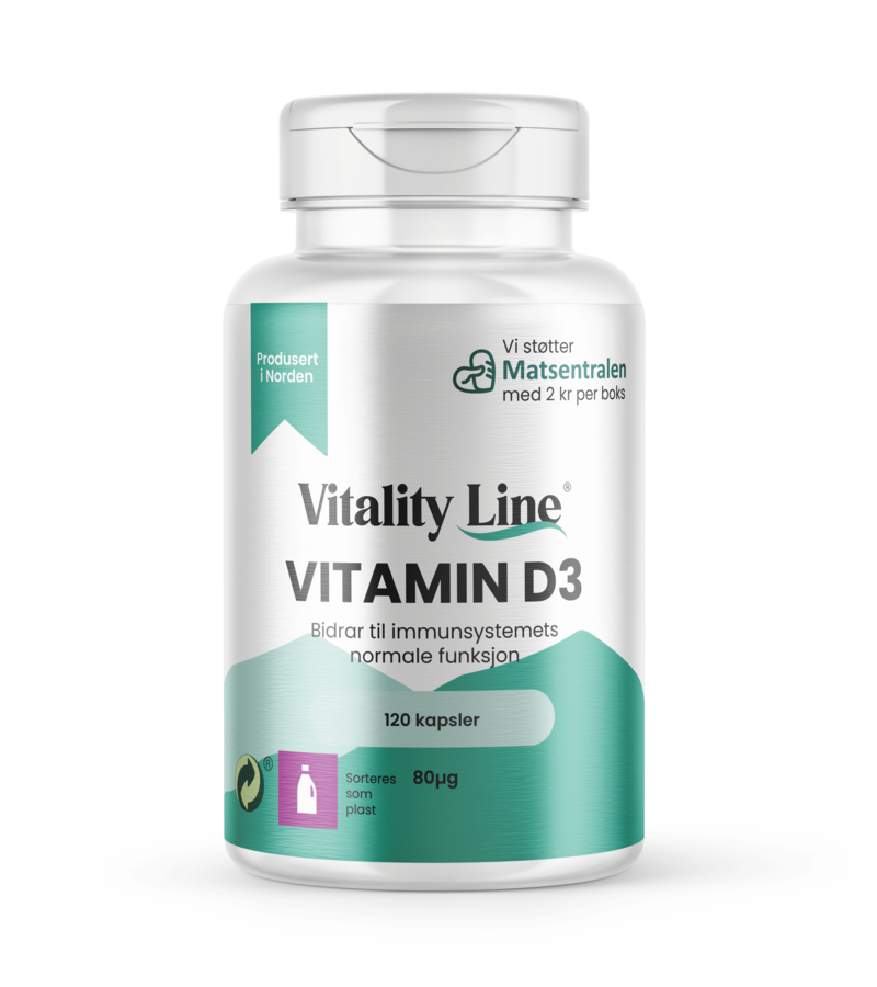 Vitality Line vitamin D3 80µg 120 kapsler