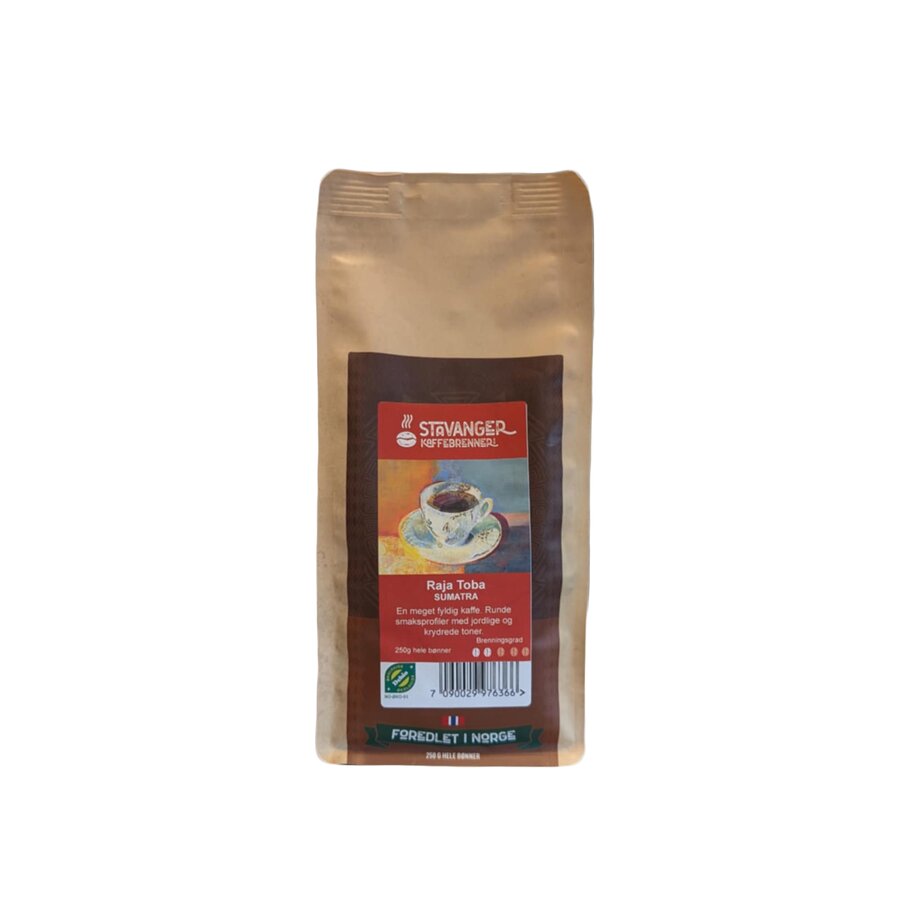 Stavanger kaffe Sumatra Raja Toba bønner 250gr øko