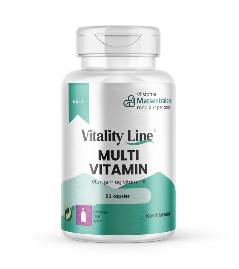Vitality Line multivitamin uten jern og vitamin-K 90 Kap