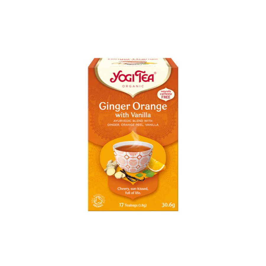Yogi Tea ginger, orange with vanilla 17 poser