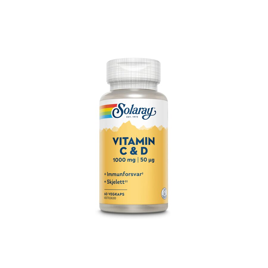 Solaray vitamin C & D 60 kapsler