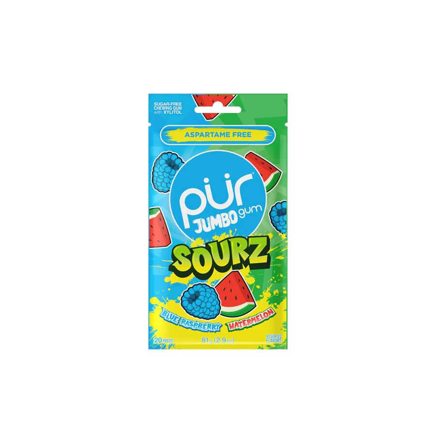 The Pur jumbo gum blue raspberry & watermelon 20 stk