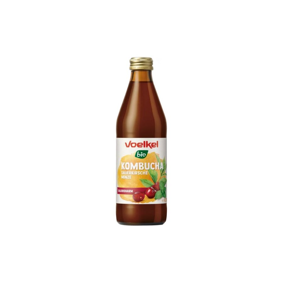 Voelkel kombucha kirsebær & mint 0,33 L
