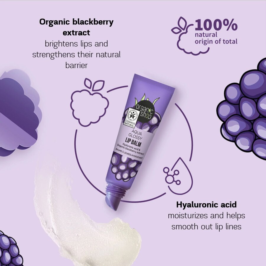 Organic Shop aqua glossy lip balm blackberry 10 ml