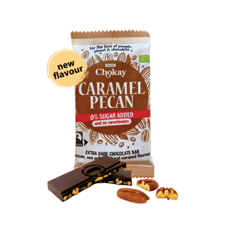 Chokay Mørk Sjokolade Karamell og Pekan Øko 70gr