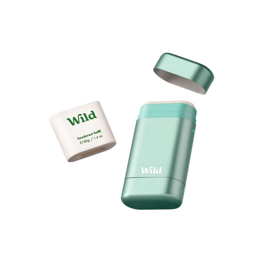 Wild deo starterpakke fresh cotton & sea salt -mintgrønn etui + refill 40 g