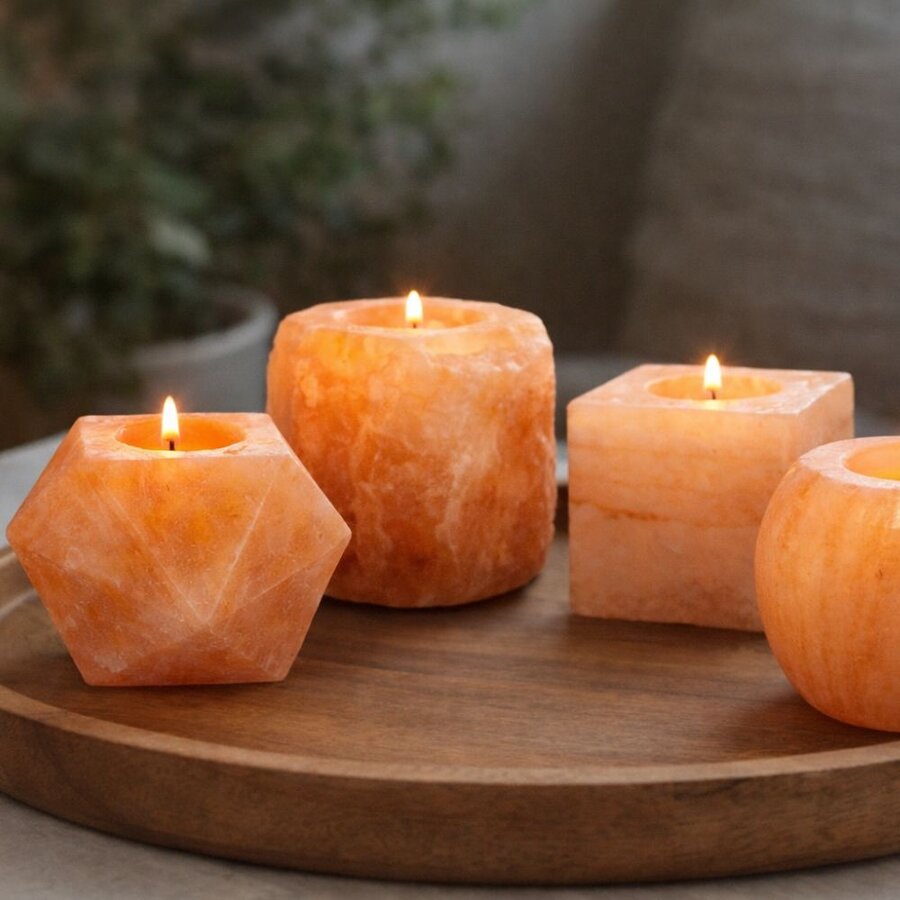 Goodlife himalayan salt candle holder crafted diamond