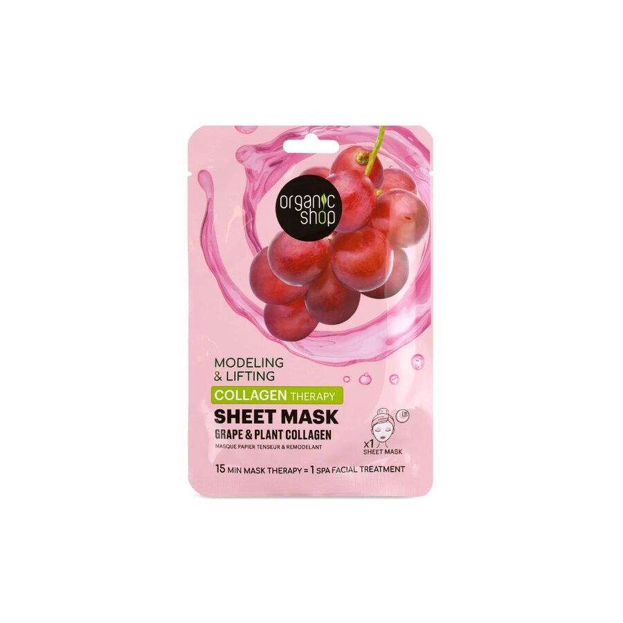 Organic Shop collagen boost sheet mask grape & plant collagen 1x25g