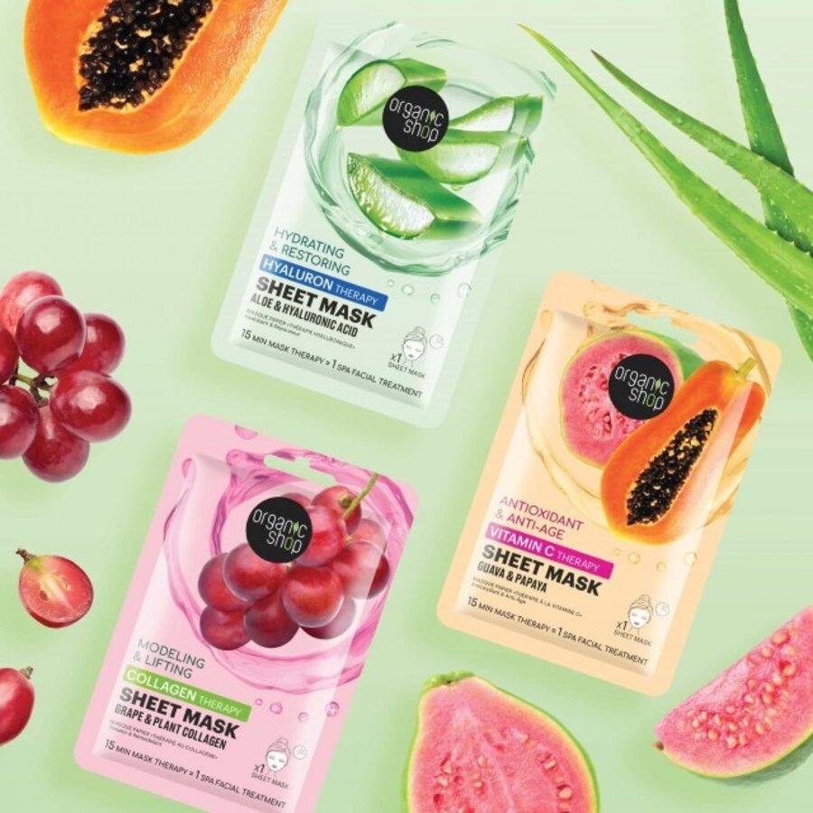 Organic Shop collagen boost sheet mask grape & plant collagen 1x25g