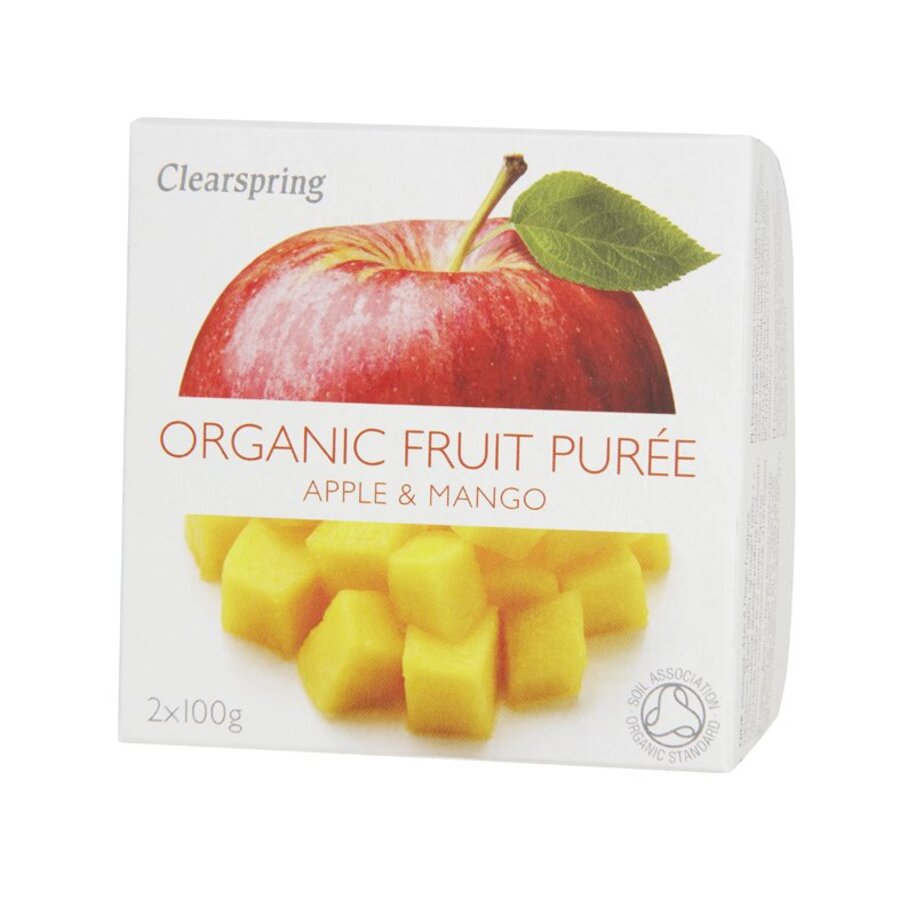 Clearspring økologisk fruktpuré eple & jordbær 2 x 100 g