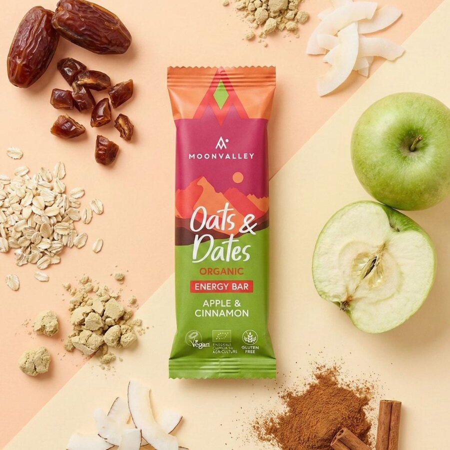 Moonvalley oats & dates energy bar apple & cinnamon 50 g
