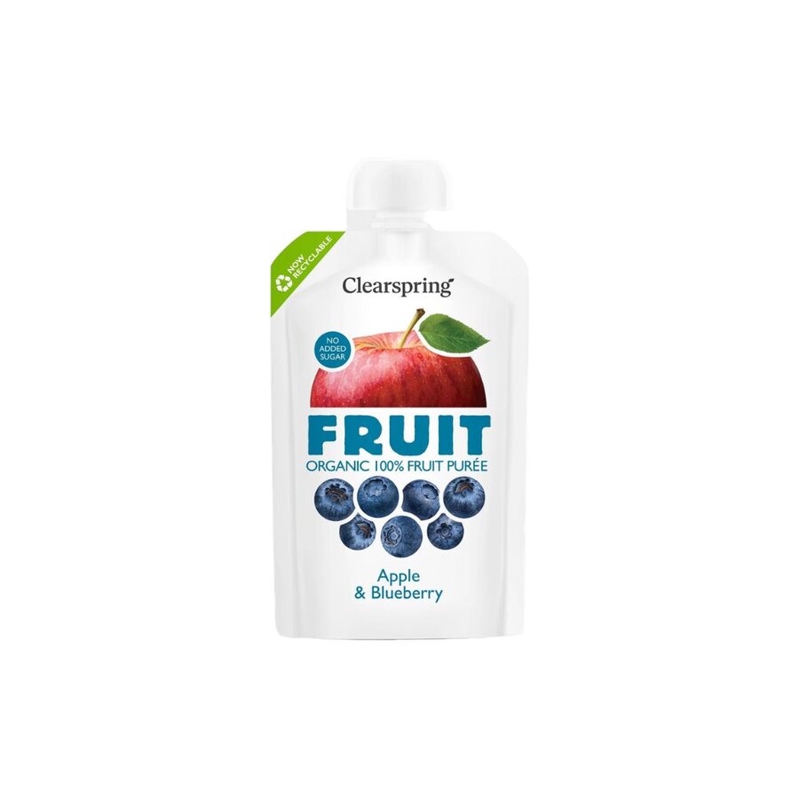 Clearspring fruktpuré eple & blåbær 100 g