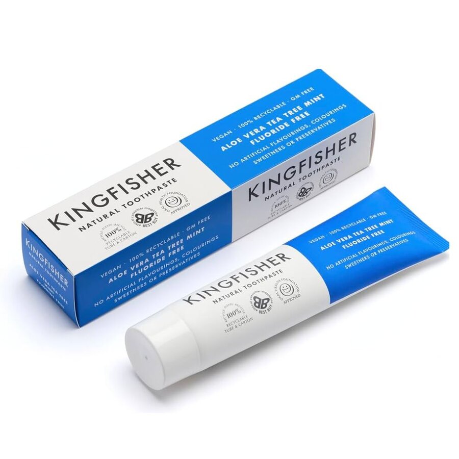 Kingfisher tannkrem aloe vera, tea tree & mint uten fluor 100 ml