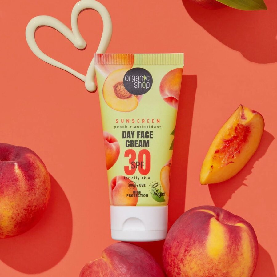 Organic Shop sunscreen peach face cream SPF30 50 ml