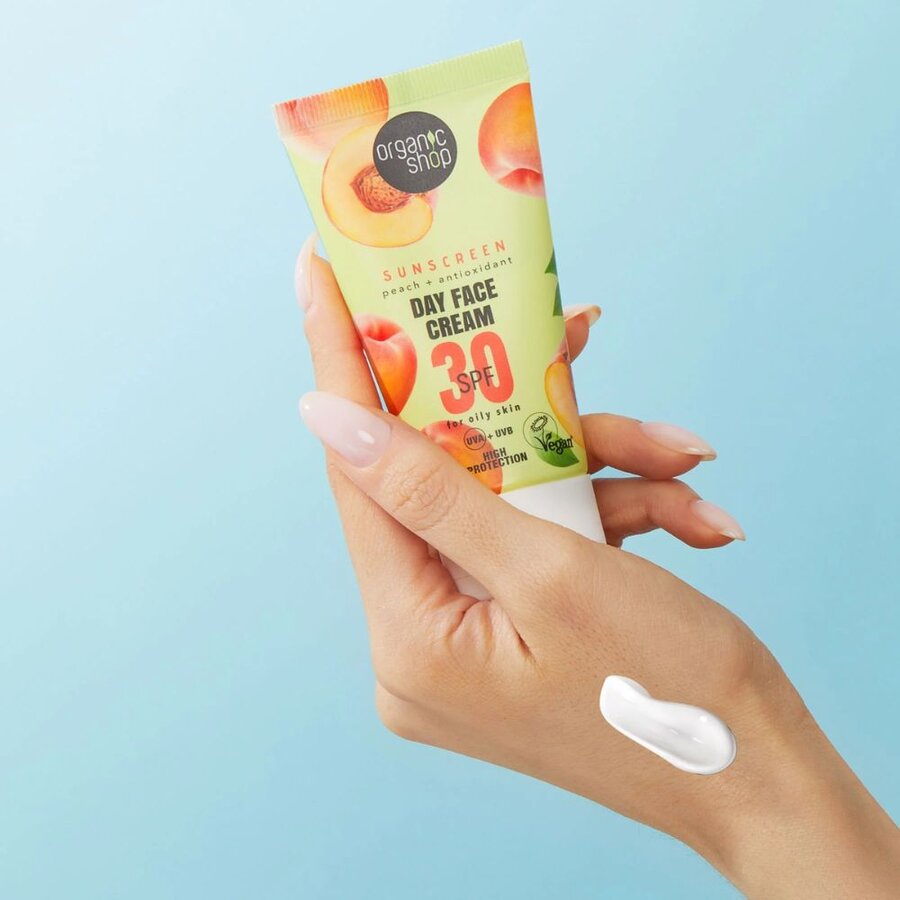 Organic Shop sunscreen peach face cream SPF30 50 ml