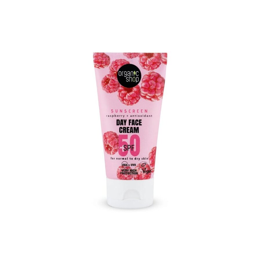 Organic Shop sunscreen raspberry face cream SPF50 50 ml