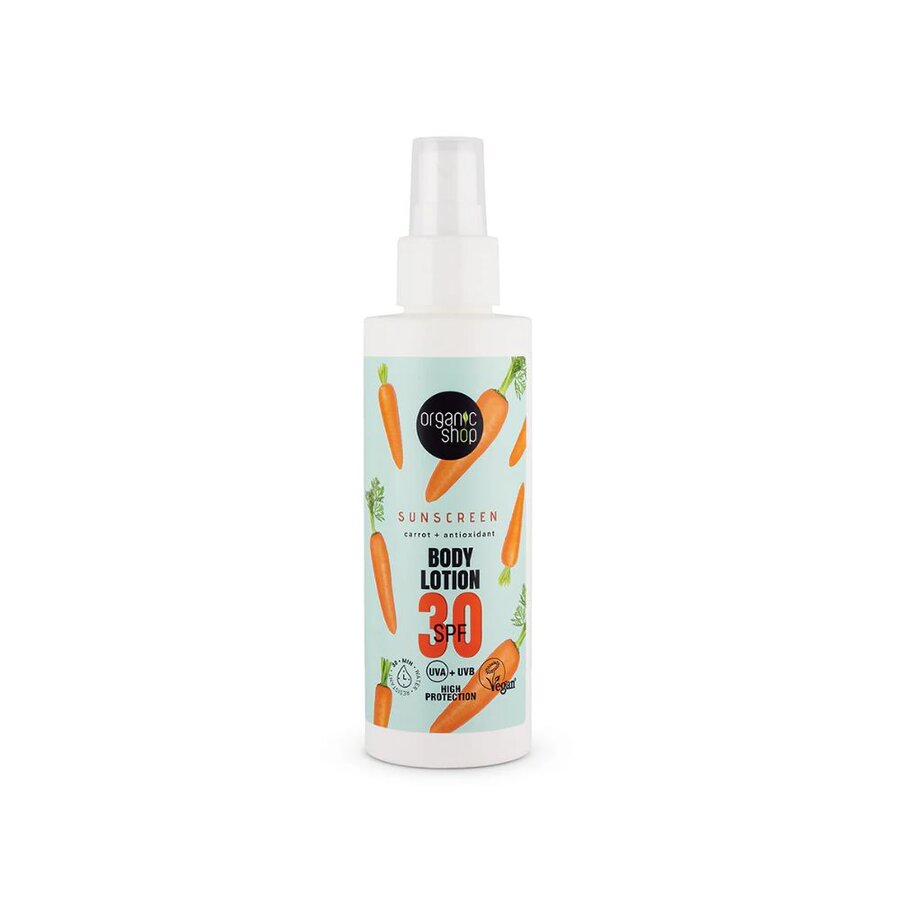 Organic Shop sunscreen carrot body lotion SPF30 150 ml